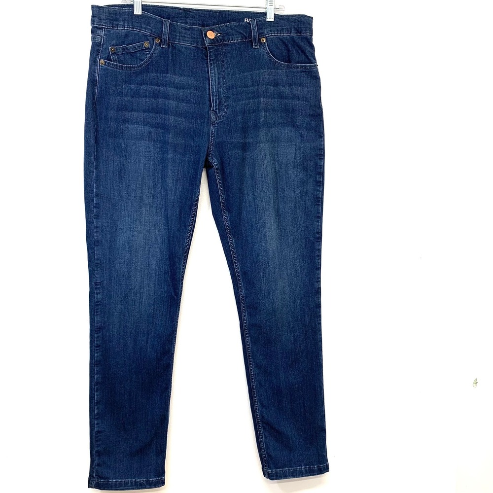 Mugsy Fultons Mens Jeans 38x32 (fit 38/31) Slim Fit Stretch Denim Dark Wash Blue